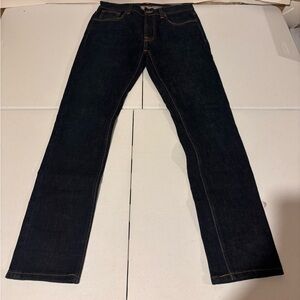 Nudie Jeans Lean Dean Dark Wash Slim Straight Blue Denim Jeans Men’s Size 33x34